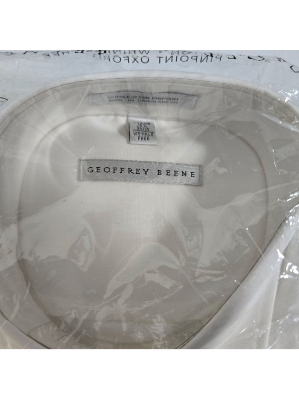 Geoffrey Beene 100% Cotton Wrinkle-Free Pinpoint Oxford White Dress Shirt Large - Picture 2 of 7